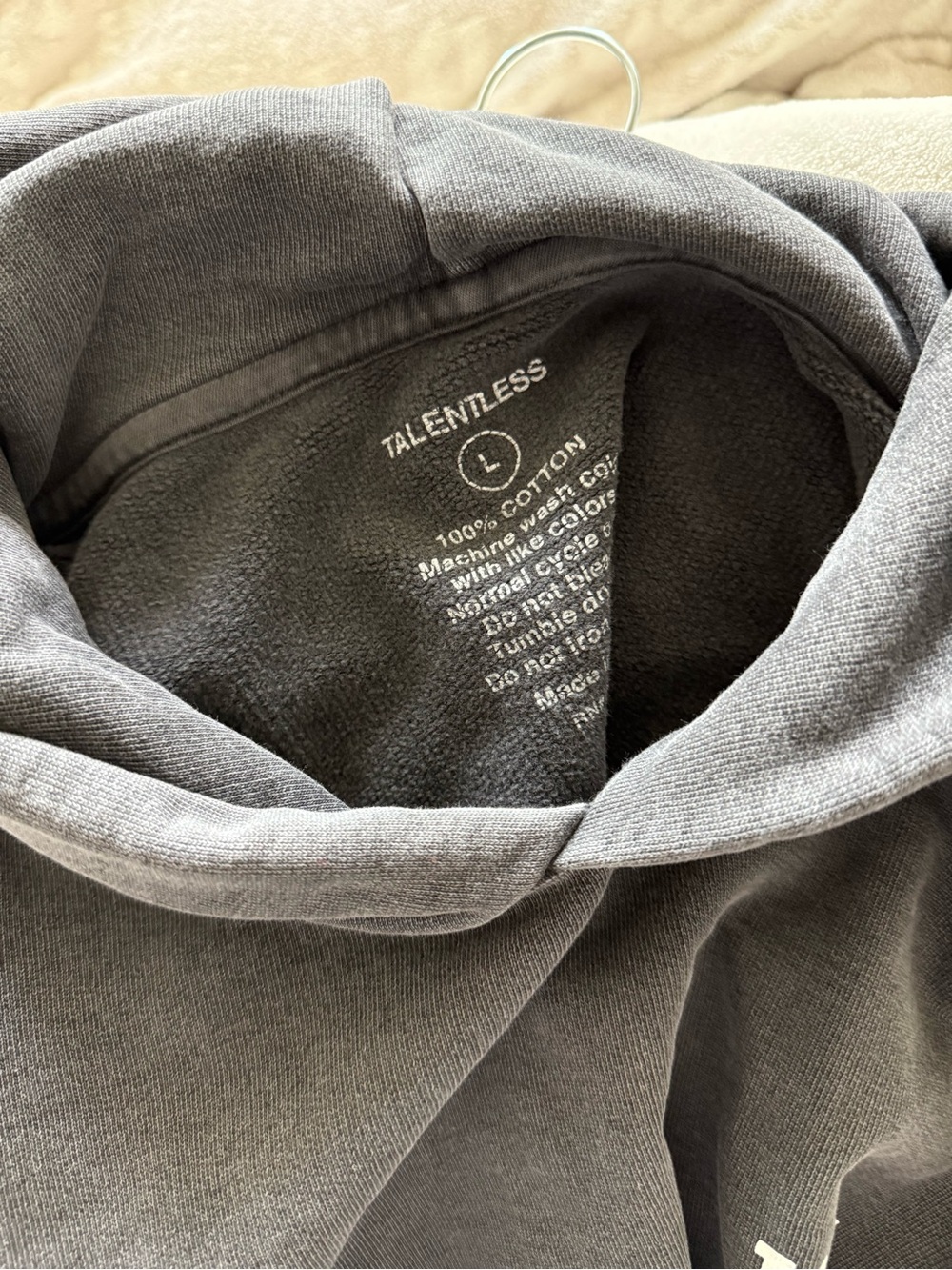 TALENTLESS Gray Washed Pullover Hoodie - Picture 4 of 4